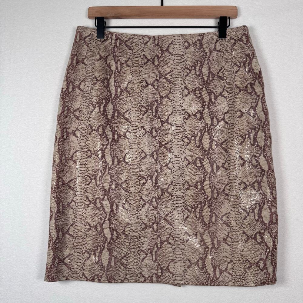 Vintage David Benjamin Snakeskin Python Print Leather Skirt Size 14 Festival